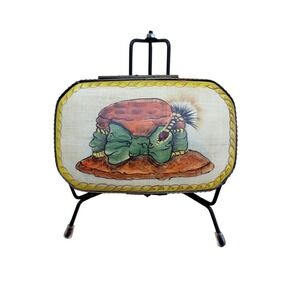 Toyo Vintage Porcelain Metal Trinket Lidded Box Handpainted Victorian‎ Hat